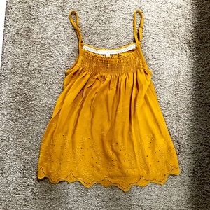 Yellow Rewind Tank Scallop Hem